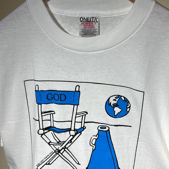 Vintage 1991 God religion jesus earth faith tee shirt white new deadstock prayer - Picture 6 of 8